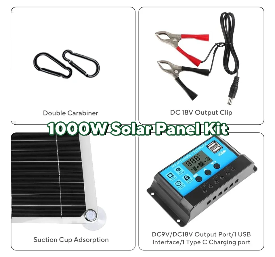 مجموعة ألواح شمسية بقوة 1000 و - مراجعة Solar Panel Monocrystalline وسعره