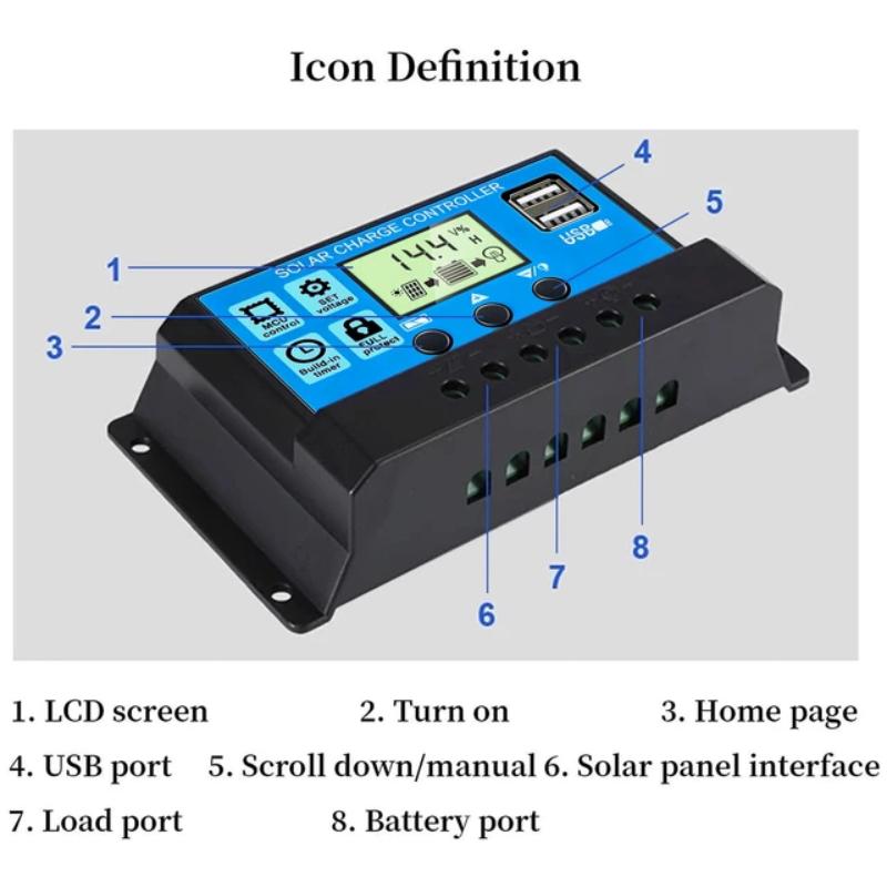 1 قطعة جهاز تحكم بالشحن الشمسي - مراجعة Pwm Charge Controller وسعره