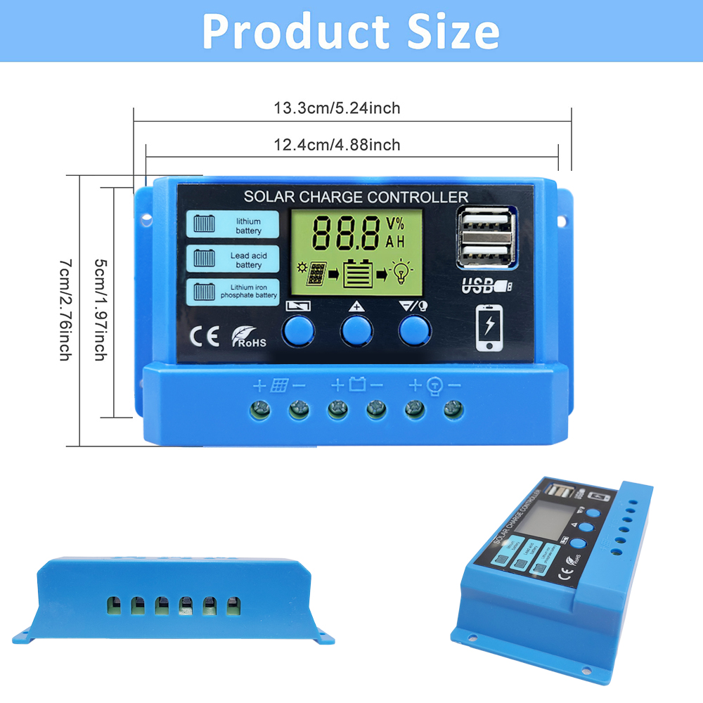 24h الشحن 10A 20A 30A الشمسية  - مراجعة Pwm Charge Controller وسعره