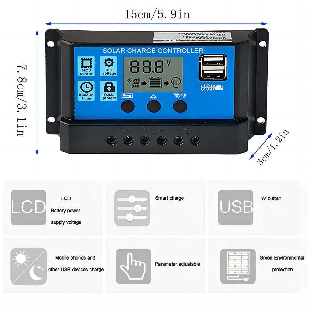 لوحة طاقة شمسية جهاز التحكم في - مراجعة Pwm Charge Controller وسعره